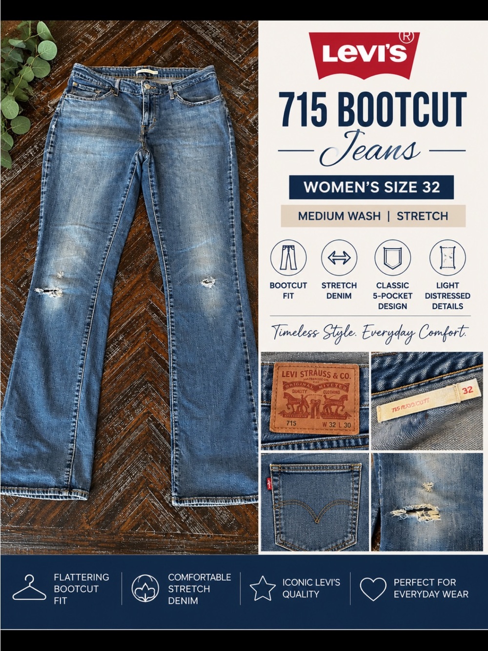 Levi's Women's Bootcut Jeans in Medium Blue Wash